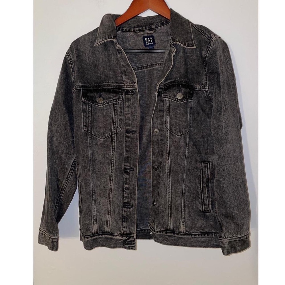 Gap xs oversized washed denim jacket in grey